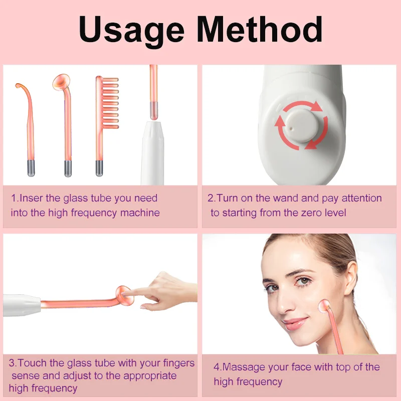 High Frequency Electrode Wand Machine Handheld Skin Tightening Acne Spot Wrinkles Argon Treatment Acne Skin Care（just 4 Tube） 4