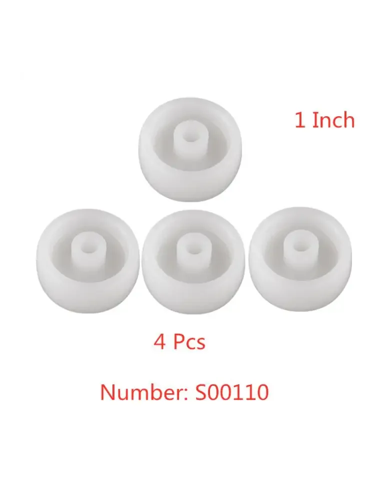 

4 Pcs/Lot Casters 1 Inch White Pp Single Wheel Wear-Resistant Nylon Blade Directional Pulley Plastic Furniture