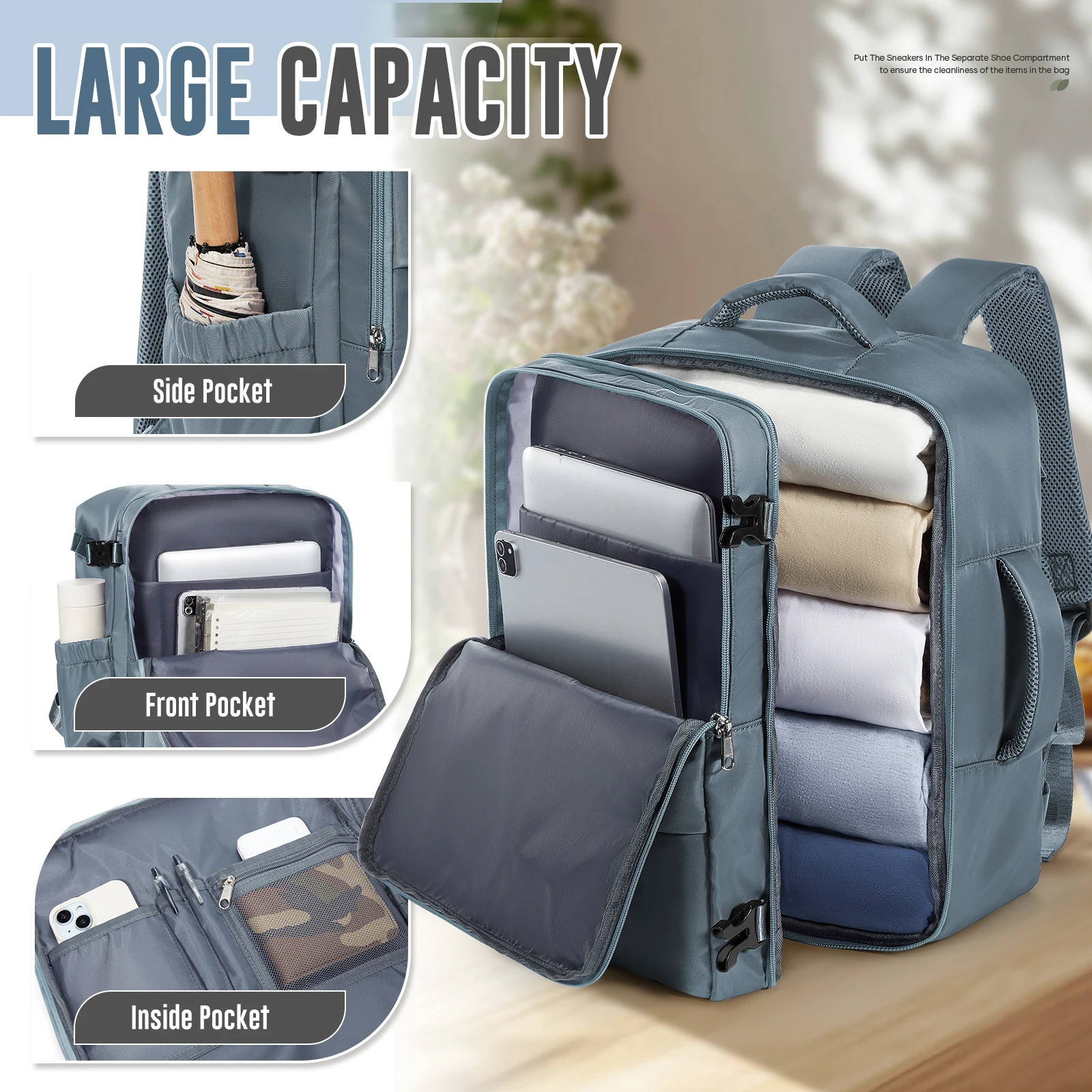Ryanair Carry on Bag 40x30x20 Travel Backpack, Vacuum Storage Bag,Hand Luggage Travel Bag Business Laptop Bag Women Men Backpack