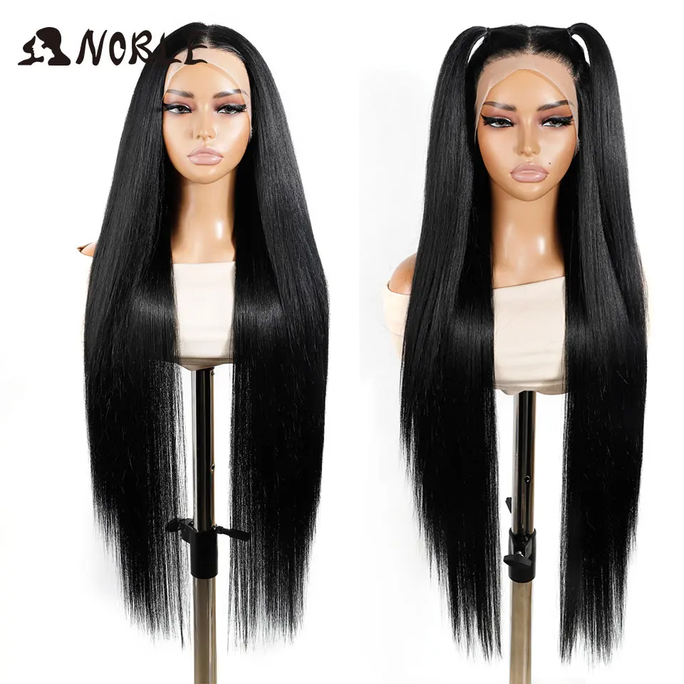 Noble Synthetic Lace Front Wigs For Women 38 inch Straight Layered Wigs 13X4 Lace Frontal Free Part Wig Cosplay Lace Front Wig