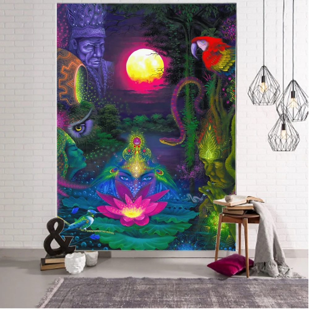 Fantasy Background Decorative Tapestry Datura Bohemian Hippie Wall Decorative Tapestry Home Background Decorative