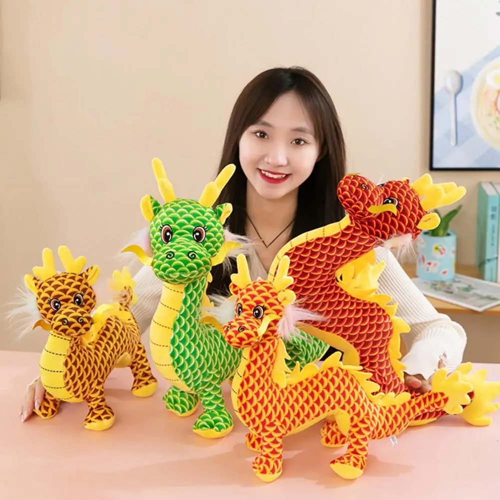 Zodiac Dragon Plush Doll 2024 Year Dragon Mascot Stuffed Animal Doll Festival Home Decor New Year Gift Chinese Dragon Plush Toy chinese new year tiger festive festival gift desktop ornaments chinese zodiac tiger mascot tiger plush doll tiger toys