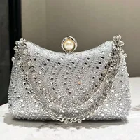 Fine Rhinestone Diamond Inlay Dinner Evening Bag Retro Luxury Gold Silver Blue Small Clutch For Women Wedding Party Shoulder Bag - Image 4