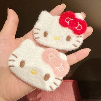 Sanrio Cute Cartoon Kt Cat Bow Hair Clip Magic Paste Posts Hair Sticker Clip Sweet Hair Accessory Women Wash Face Makeup 1