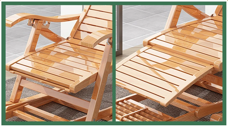 Chaises de salon de patio pliantes, chaise à bascule portable en bambou  avec pédale télescopique, supporte 150 kg, chaise pivotante pour porche,  jardin, piscine, pas de montage, durable (couleur : : Jardin