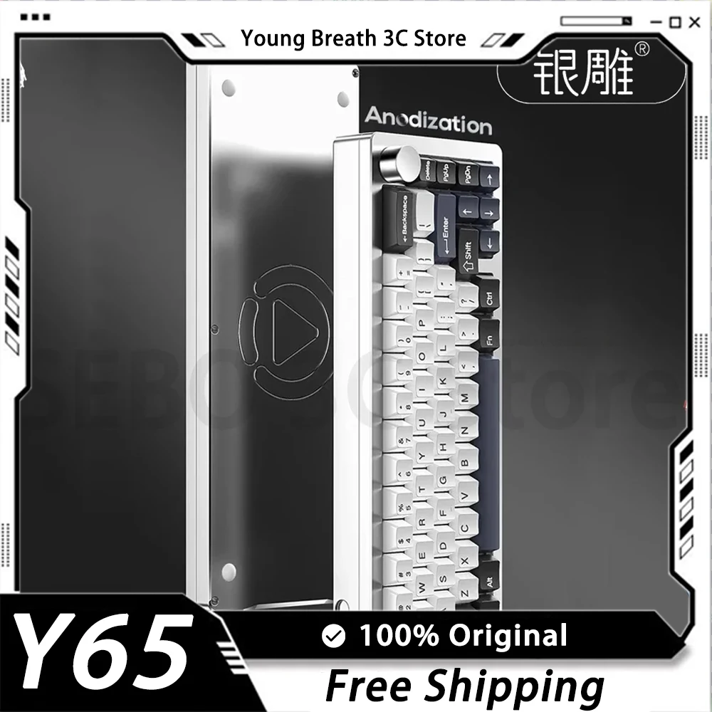 

Yindiao Y65 Mechanical Keyboard Aluminium Alloy Multifunctional Knob RGB Hot Swap Gaming Keyboard Gasket Pc Gamer Accessory Gift