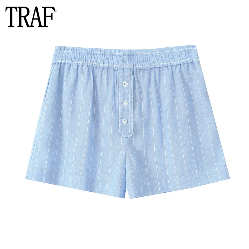 

Женские шорты-бермуды в полоску, с высокой талией