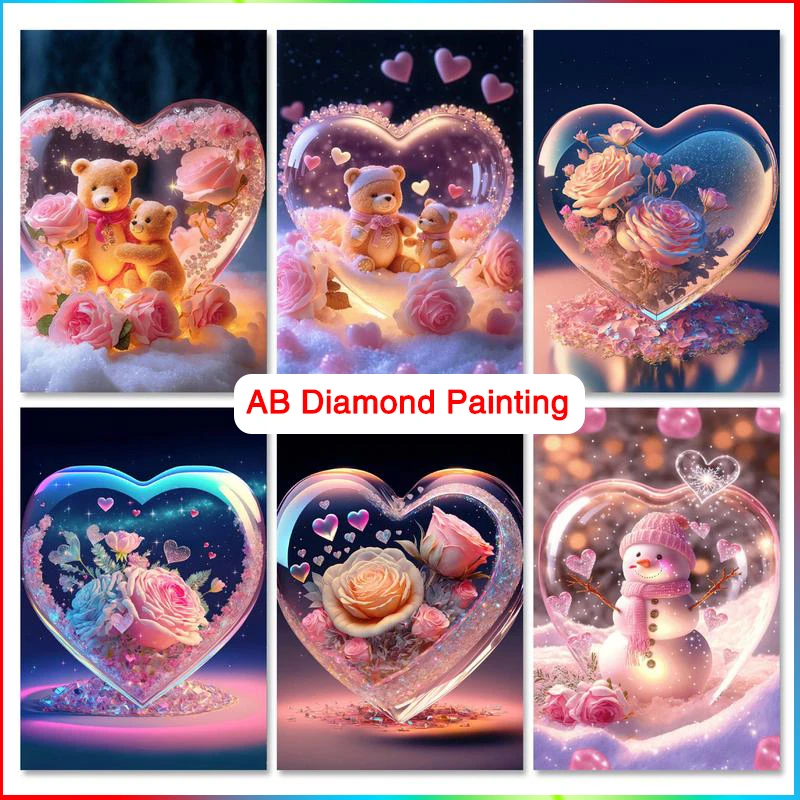 

GATYZTORY 5D DIY AB Diamond Mosaic Flower Full Square Round Painting Rose Embroidery New Arrivals Handmade Products Wall Decor