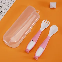 Ensemble de cuillères et fourchettes pour bébé, souples, portables, en PP, pour l'alimentation des nourrissons, des enfants en bas âge, formation, vaisselle, cadeaux 