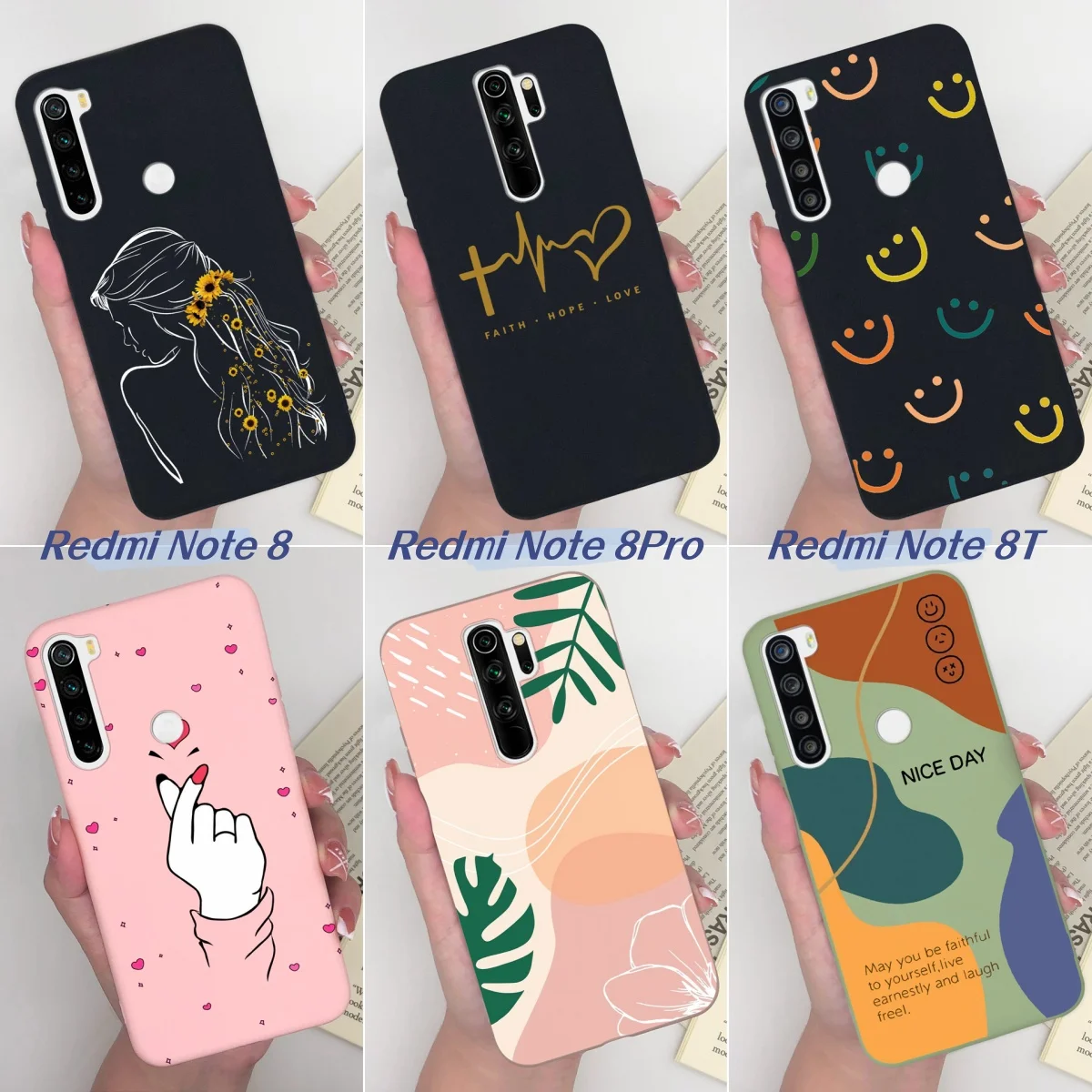 For Xiaomi Redmi Note 8 8T 8 Pro Case Love Heart Soft Silicone Matte Back Cover Fall Prevention Coque phone case