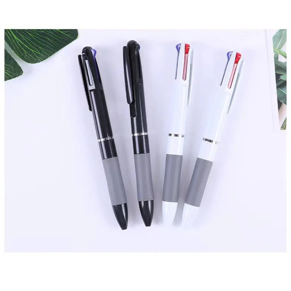 5Pcs/set Three in One Color Ballpoint Pen Press Type Black, Blue, and Red colorpen Student Stationery School Office Supplies
