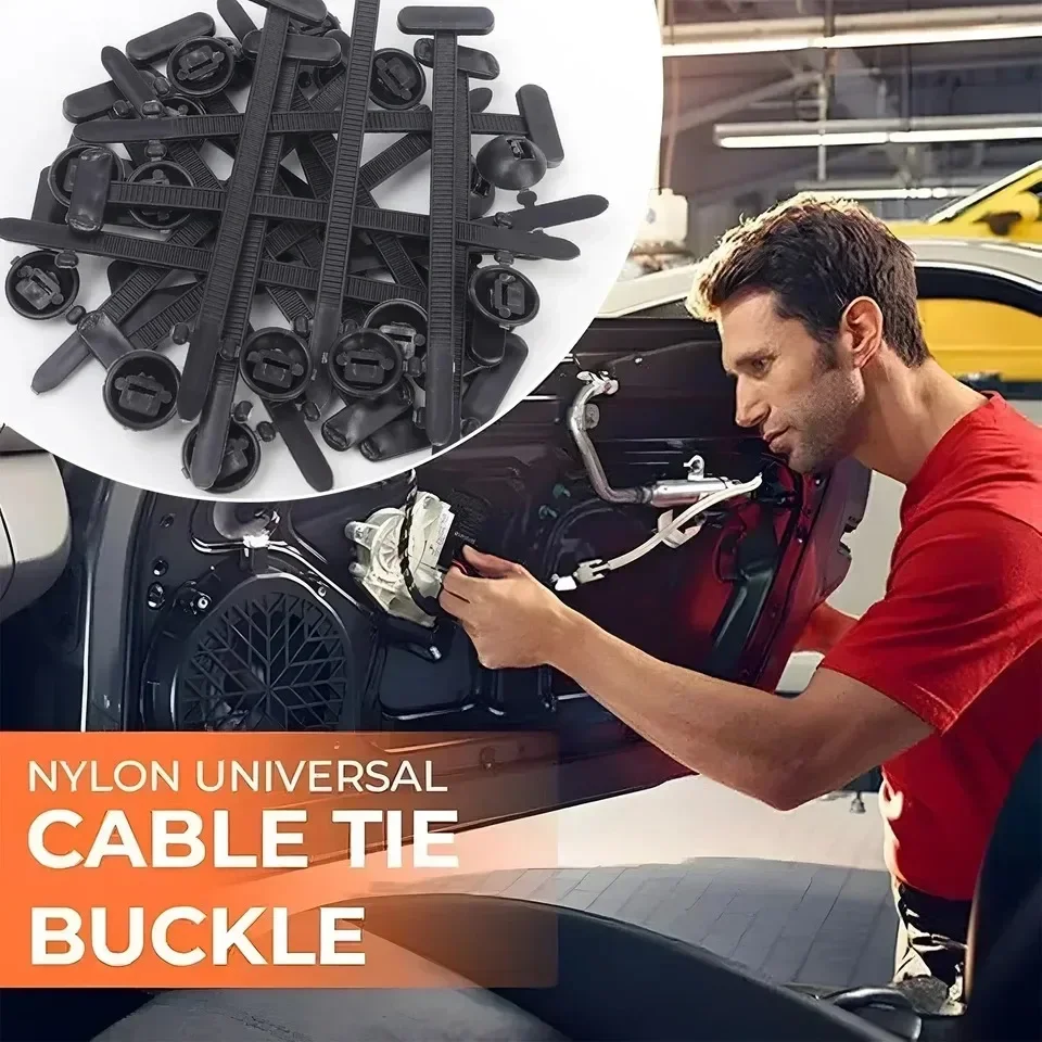 1000/100pcs Nylon Universal Cable Tie Buckle Heavy Duty Self-Locking Nylon Zip Ties Holder Multipurpose Plastic Cable Ties Tool