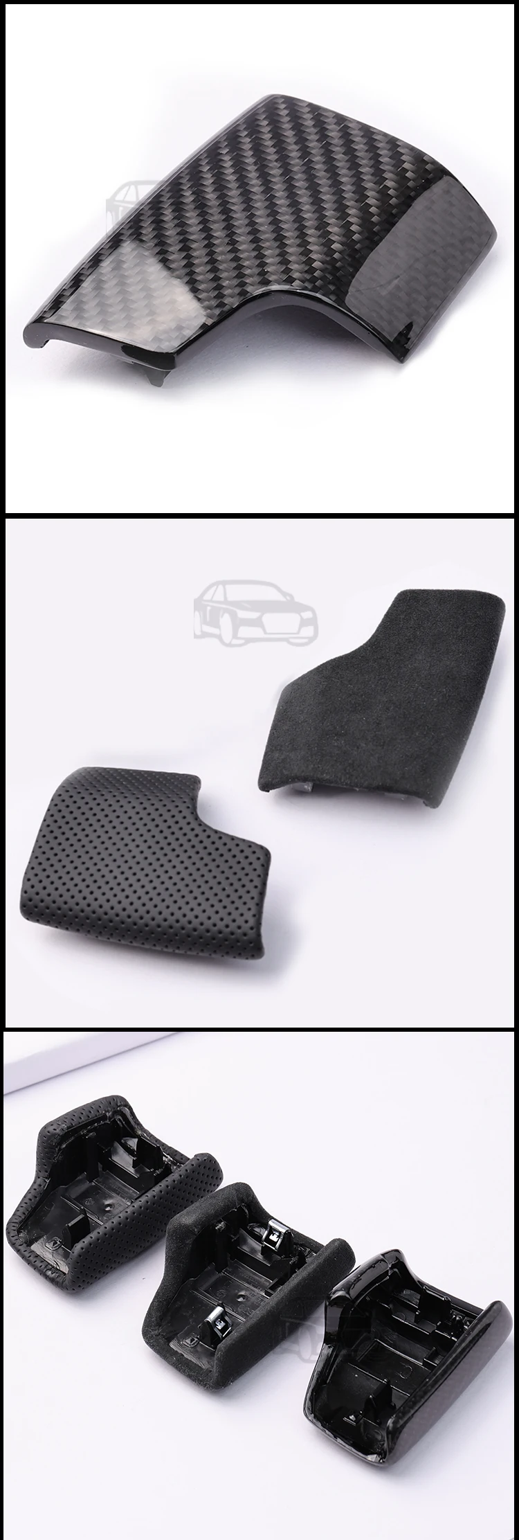 Automatische Schaltknaufabdeckung für Audi C8 B9 A6/A7/Q8 - Leder-/Aluminium-Optionen (Automatische Schalthebel Autozubehör) – Detail 2