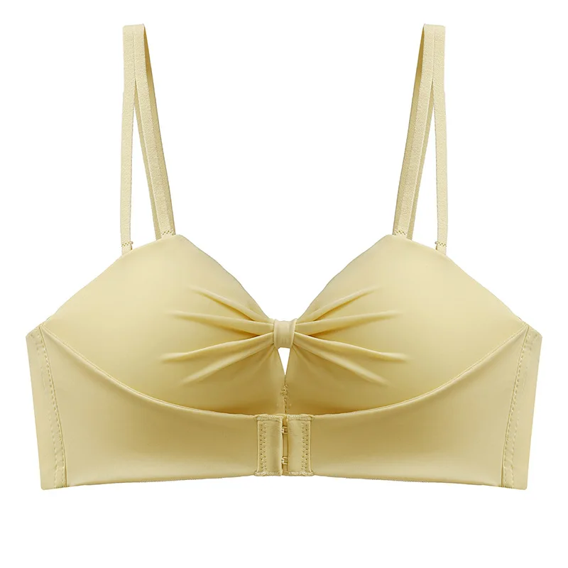 Women Front Closure Gathered Bra 1/2 Half Cup Invisible Lingerie Strapless Sexy Push Up Underwear Seamless Bralette Brassiere