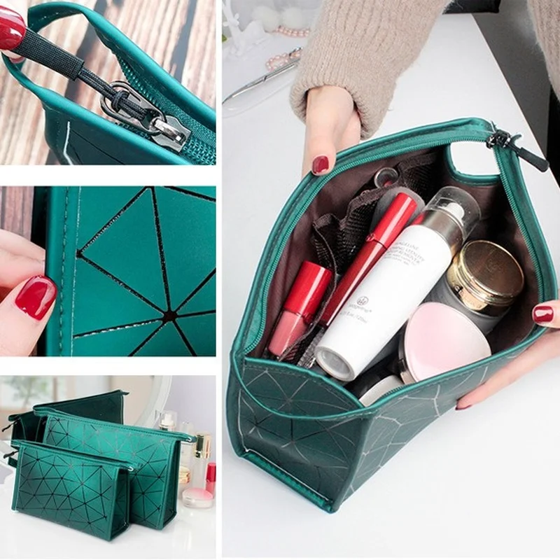 Fashion Women Travel Cosmetic Bag Multifunction Makeup Bags PU Leather Waterproof Portable Toiletries Organizer Make up Cases 2