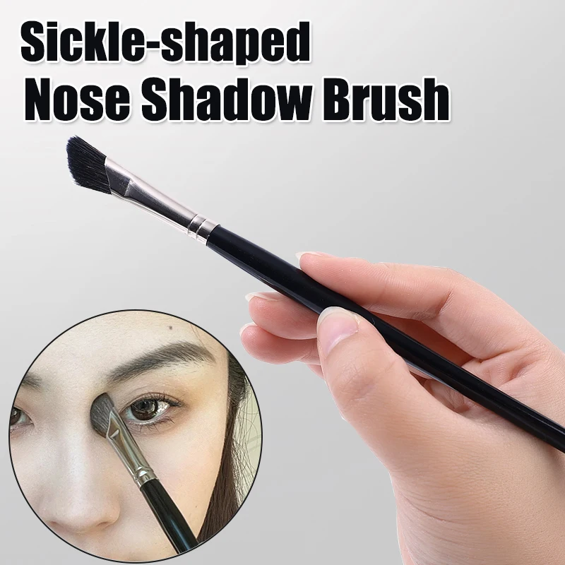 

Portable Sickle-shape Nose Shadow Brush Angled Flat Head Nose Contour Smudge Makeup Brushes Soft Fiber Hair Fine Cosmetic Tools