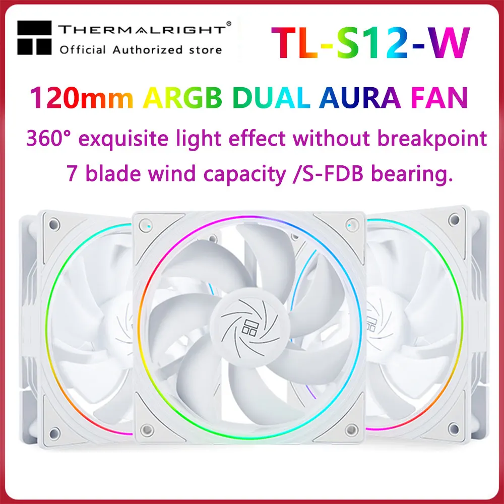 Thermalright Tl-S12 120Mm Halo Ventola Di Raffreddamento 5V 3Pin Argb Fan Pc Gamer 360 ° Exquisite Light Effect Computer Case Fan Ventilador