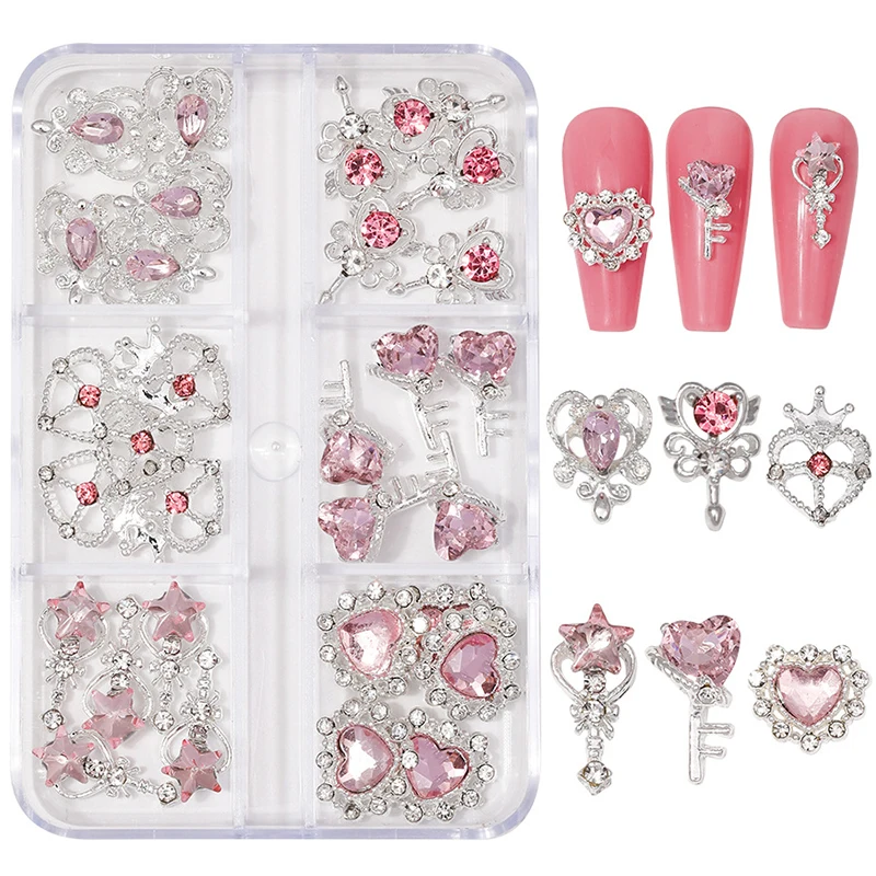 30Pcs 3D Nail Rhinestones Mixed Style Nail Charms Jewelry Red Pink Blue White Crystal Glass Gems Nail Art Decorations Accessorie 5