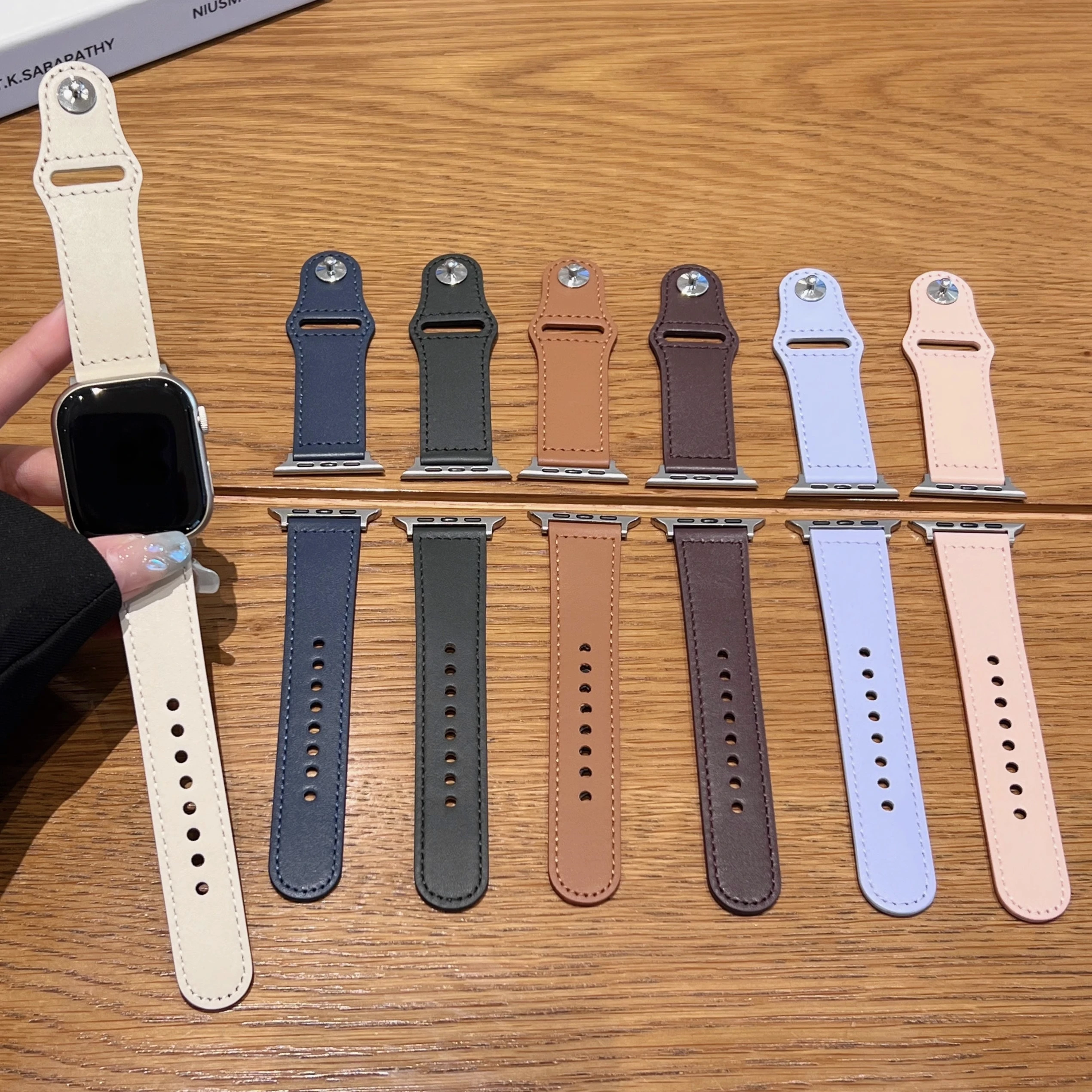 Leather Strap For Apple watch Ultra 49mm 7 45mm 41mm 6 5 4 SE 44mm 40mm  Women's Smart Watch Replacement Strap For iwatch 3 42mm - AliExpress