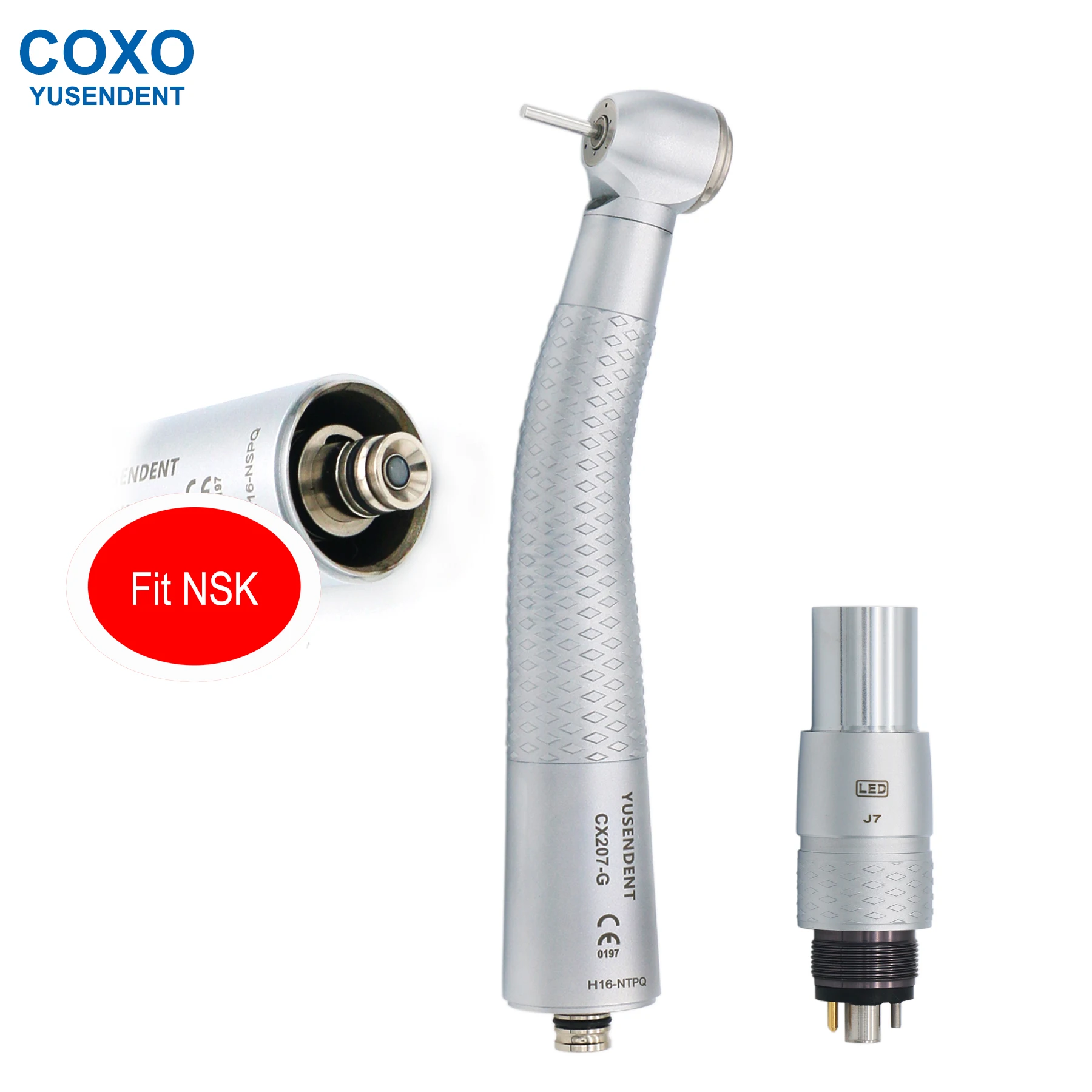 

COXO YUSENDENT High Speed Dental Handpiece With LED Light Fiber Optic Dental Turbine CX207-G Quick Coupler 6 Holes Fit NSK