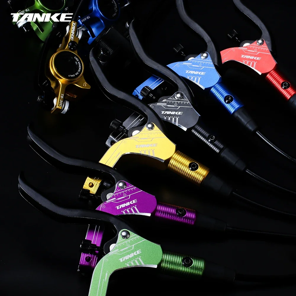 TANKE MTB Bike Set freno a disco idraulico Rotori da 160mm Piastra pinza olio Anteriore posteriore Morsetto per bicicletta da montagna 22.2mm Maniglia un pilastro - immagine 2