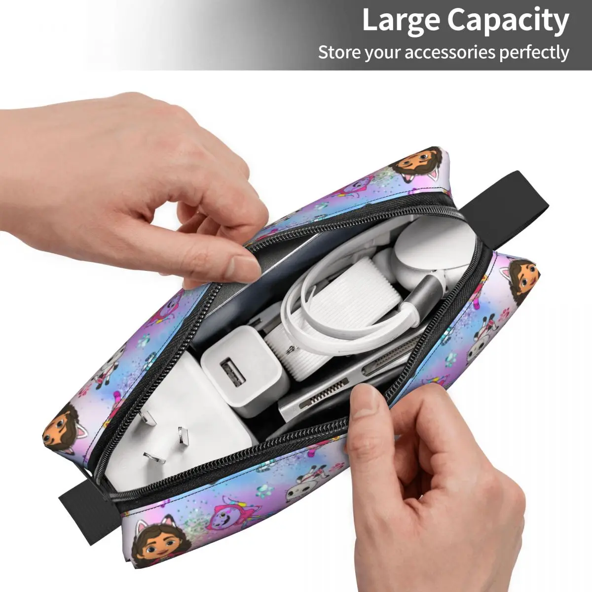 Travel Gabbys Dollhouse Pattern Toiletry Bag Cute Gabby Cats  Anime Makeup Cosmetic Organizer Women Beauty Storage Dopp Kit Box 2