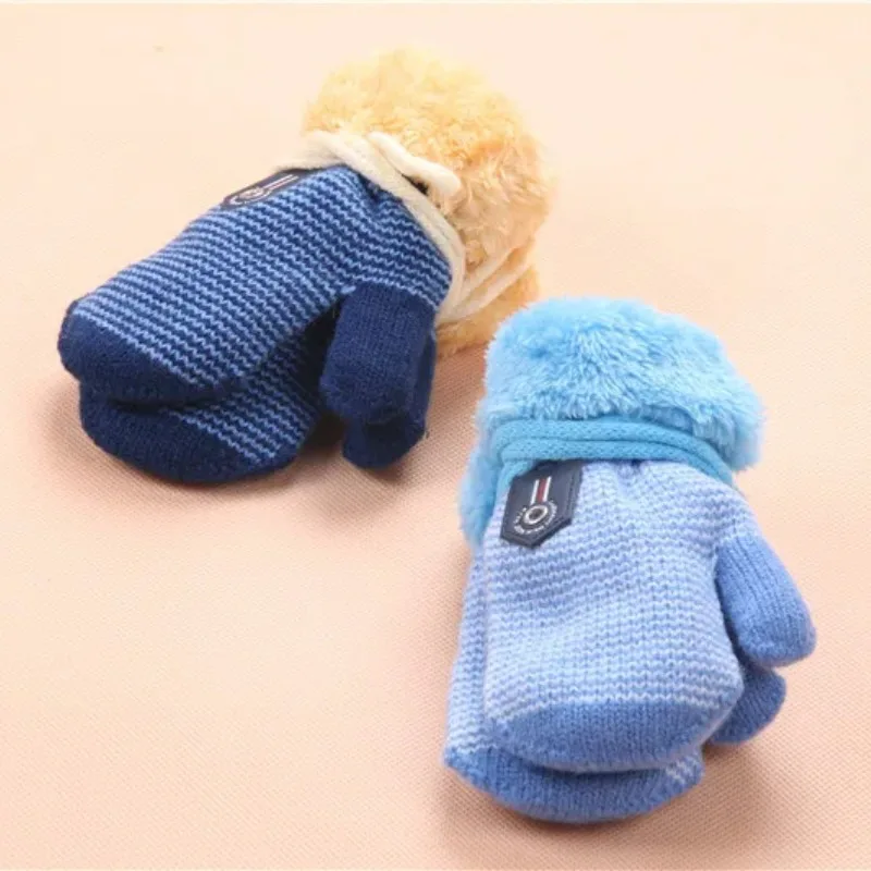 Baby Boys Girls Winter Knitted Gloves Warm Rope Full Finger Mittens for Children Toddler Kids Accessories 3