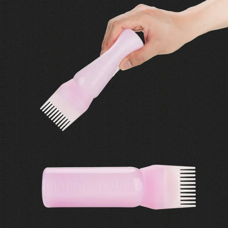 Hair Oil Applicator Bottle Hairdressing Shampoo Bottle Hair Dye Refillable Comb Roots Massage Comb 5 Colors