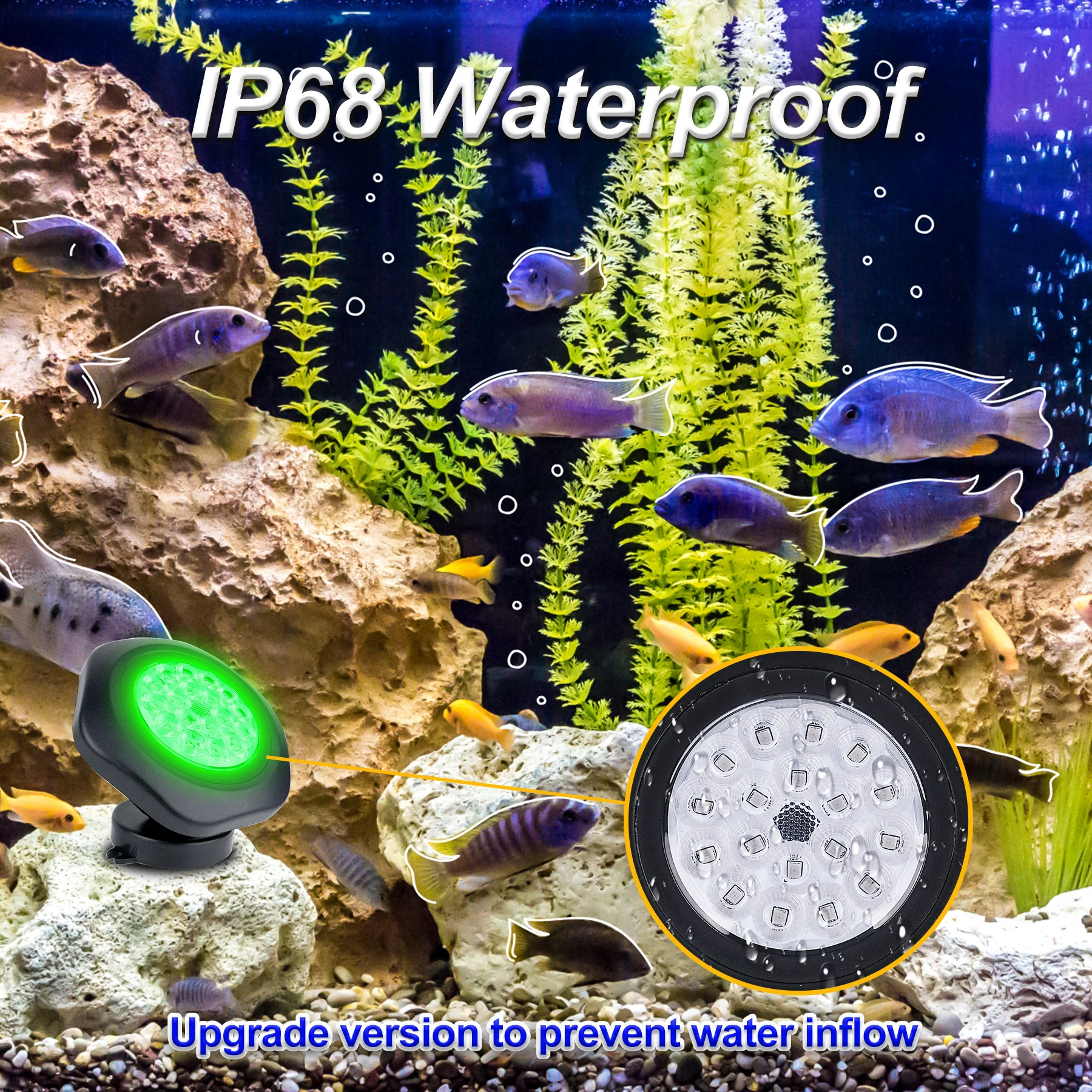 Underwater Solar Light RGB Outdoor Lamdscape Pool Decoration Spotlight Pond Fountain Aquarium Waterproof Solar Lamp for Tank