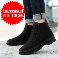 Men Boots Elevator Shoes Hidden Heels Canvas Heightening Shoes For Man Hidden Heels Increase Insole 10CM 8CM Sports Height Shoes 2