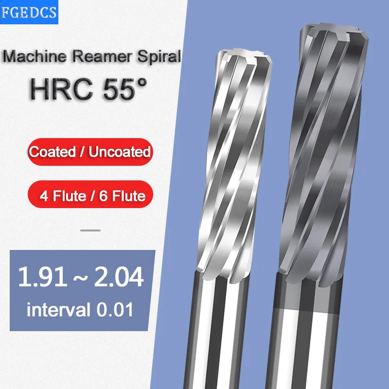 Carbide Reamer Carbide Machine Reamer Spiral 2.0 1.91 1.92 1.93 1.94 1.95 1.96 1.97 1.98 Metal Cutter 4 Flute CNC Chucking Reamer Cutting Tools