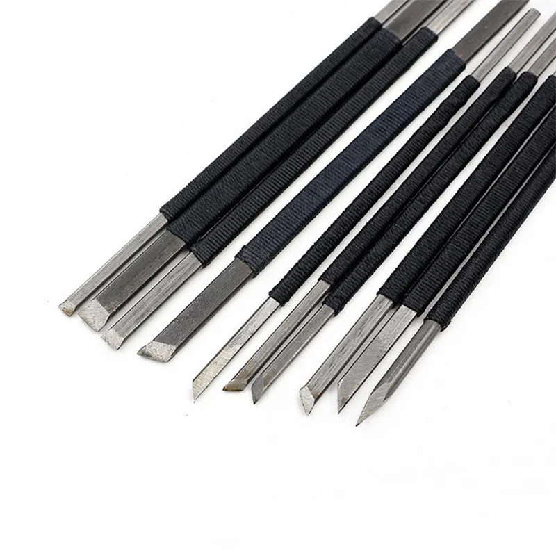10Pcs High-carbon Steel Stone Carving Knife Seal Engraving Knife Sculpture Stone Chisel Wood Carving Tools Set