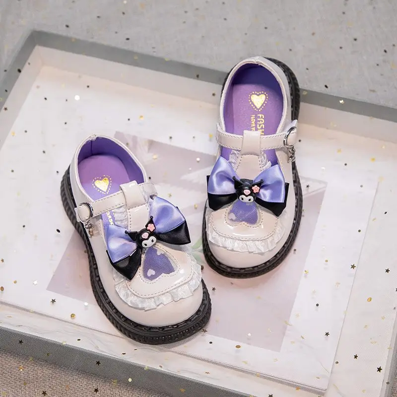2024 new Kulomi Western Style Baby Princess balck white Girls' Spring And Summer Cool Leather Shoes Lightweight children shoes 5