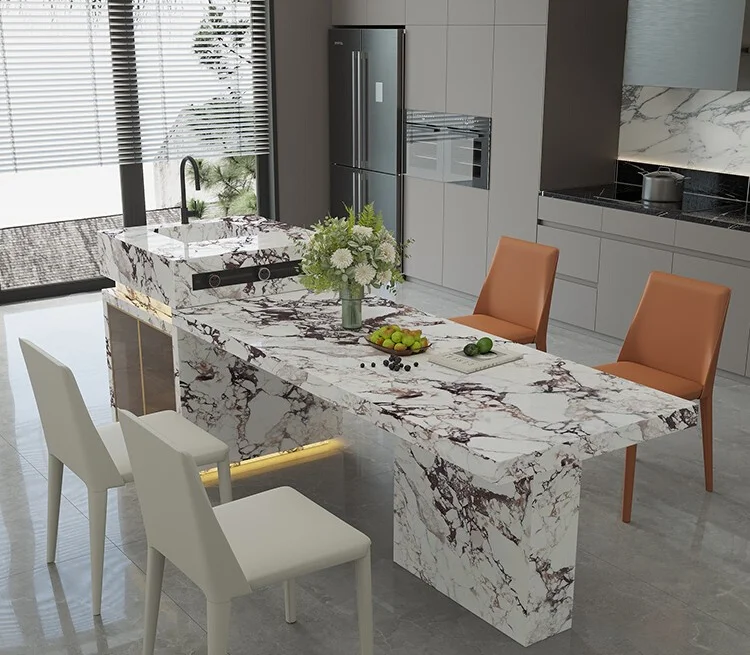 Tavolo Da Pranzo Integrato Dell'Isola, Tavola Di Roccia Di Lingotti, Lusso Leggero, Soggiorno Multifunzionale, Tavolo Di Guida Integrato, Personalizza