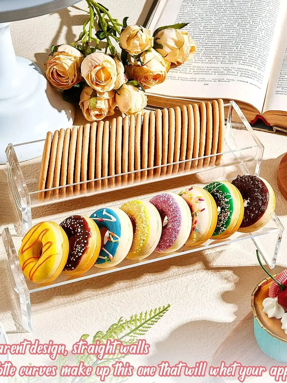 U/V Shape Cracker Food Display Stand Serving Tray Clear Acrylic Snack Biscuit Holder Dessert Appetizer Serving Tray Dublin Tray