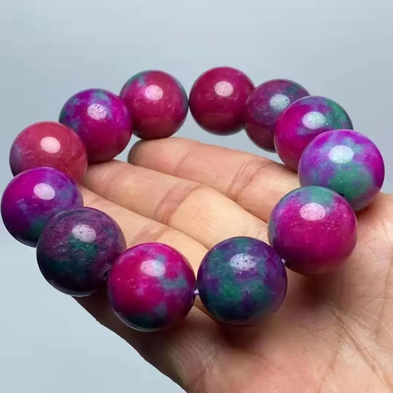 

Натуральный красочный нефритовый браслет для мужчин и женщин, исцеляющий драгоценный камень, Изящные Ювелирные изделия, подлинный нефритовый эластичный браслет с бусинами и цветами персика