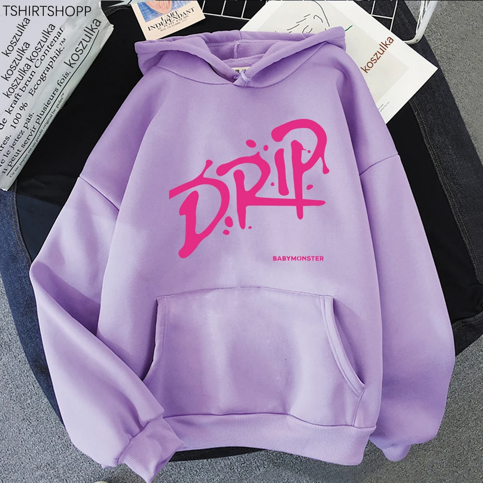 BABYMONSTER DRIP フーディー パーカーM Babymonster Album Drip Hoodie 2024 Retro Women/men Harajuku