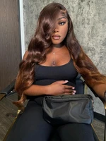 Perruques en cheveux humains HD brun chocolat ondulés 13x6 Lace Front, densité 230%, 30-34 pouces, style vietnamien Water Wave, perruque frontale 13x4 en cheveux humains 6