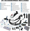 Heavy Duty Canister Steamer with 26 Accessories, Steam Mop with 5M Extra-Long Power Cord for Home Floor Cleaning, Grout, 3
