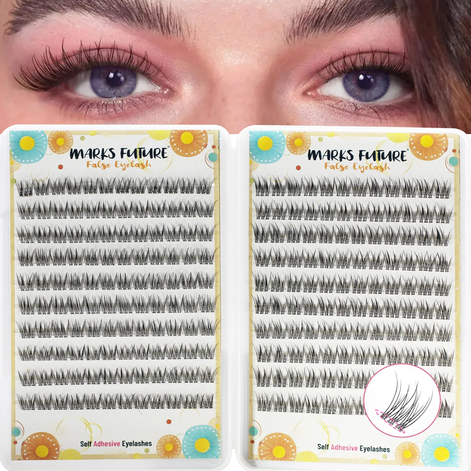 Self-Adhesive Mermaid False Eyelashes: 240 Pieces of Self-Adhesive Mermaid False Eyelashes, No Glue Needed, Easy to Use, Suitable for Daily Use and Beginners, Japanese and Korean Style, Naturally Thick, False Eyelash Extensions, Suitable for Beginners' Makeup, Elegant False Eyelash Extensions