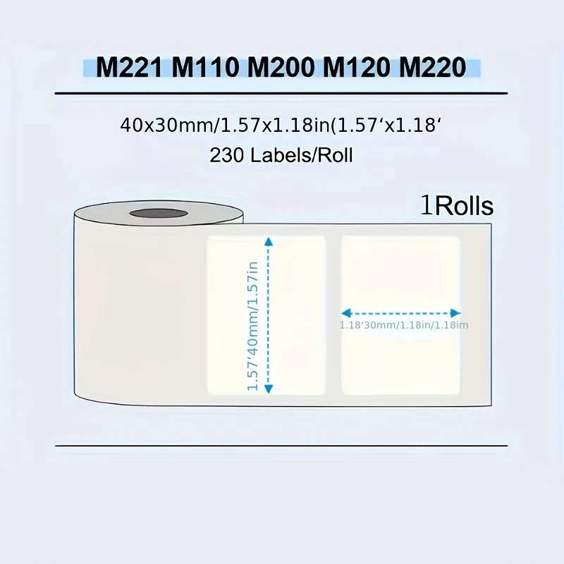 Colorful 3pcs, each roll contains 230 stickers - 40*30mm compatible with M110/M221/M220/M120/M200, suitable for barcode/postage