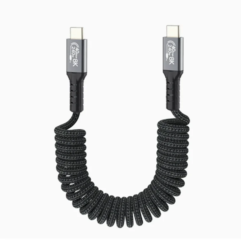 Revolutionary 90-Degree USB-C Coiled Cable - High-Speed Data Transfer & Power Delivery