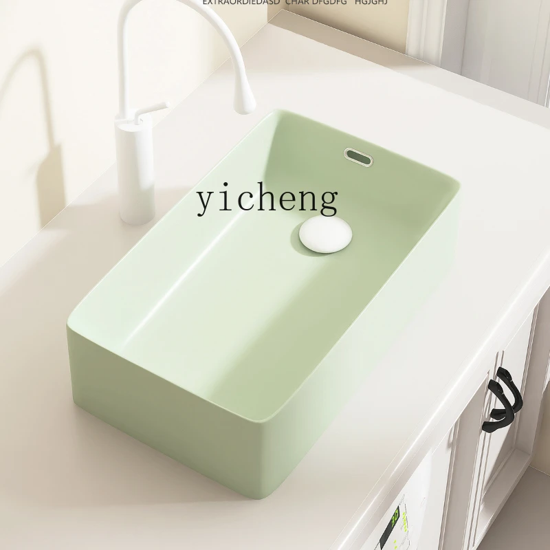 

XL Side Water Table Basin Household Square Wash Basin Balcony Water Discharge Eccentric Basin