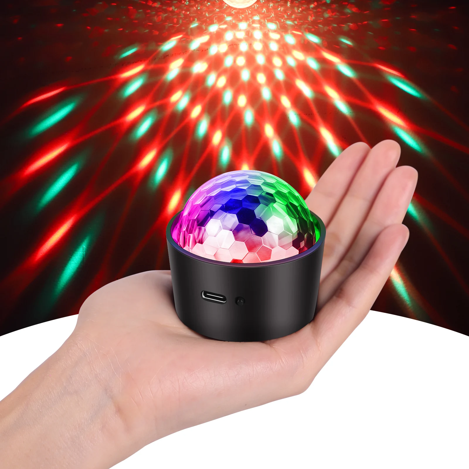 3W RGB LED Car Atmosphere Light Stage Crystal Small Magic Ball Portable DJ Light USB Charging Rhythm Sound Activated Control white noise sleep aid instrument timed music baby sleep light atmosphere portable family travel adjustable charging usb travel