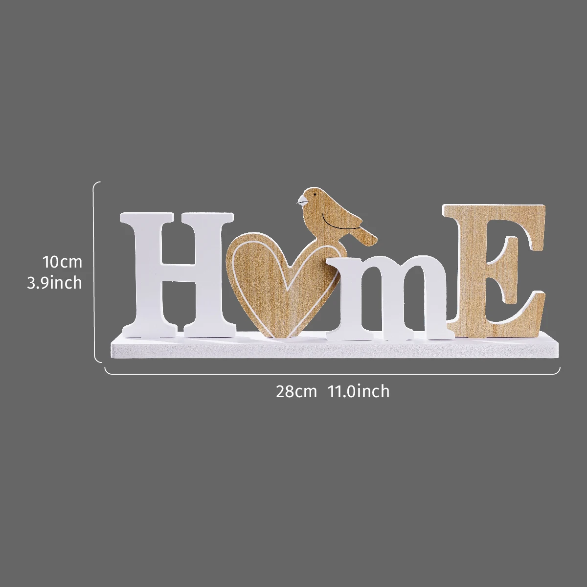 1PC, a simple heart-shaped bird HOME letter-shaped decorative item, an indoor desktop decorative letter board