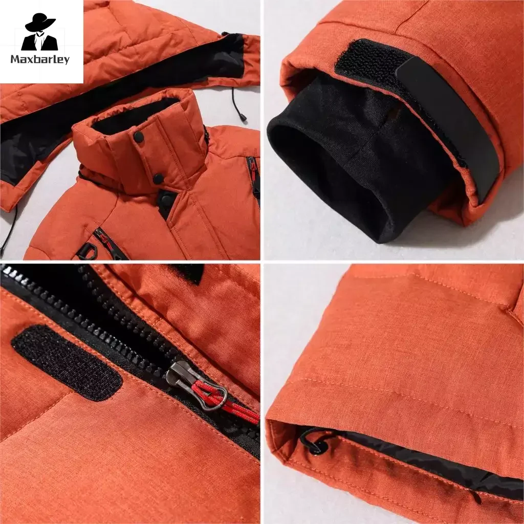 Men's White Duck Down Jacket Warm Hooded Thick Puffer Jacket Coat Male Casual High Quality Overcoat Thermal Winter Parka Men