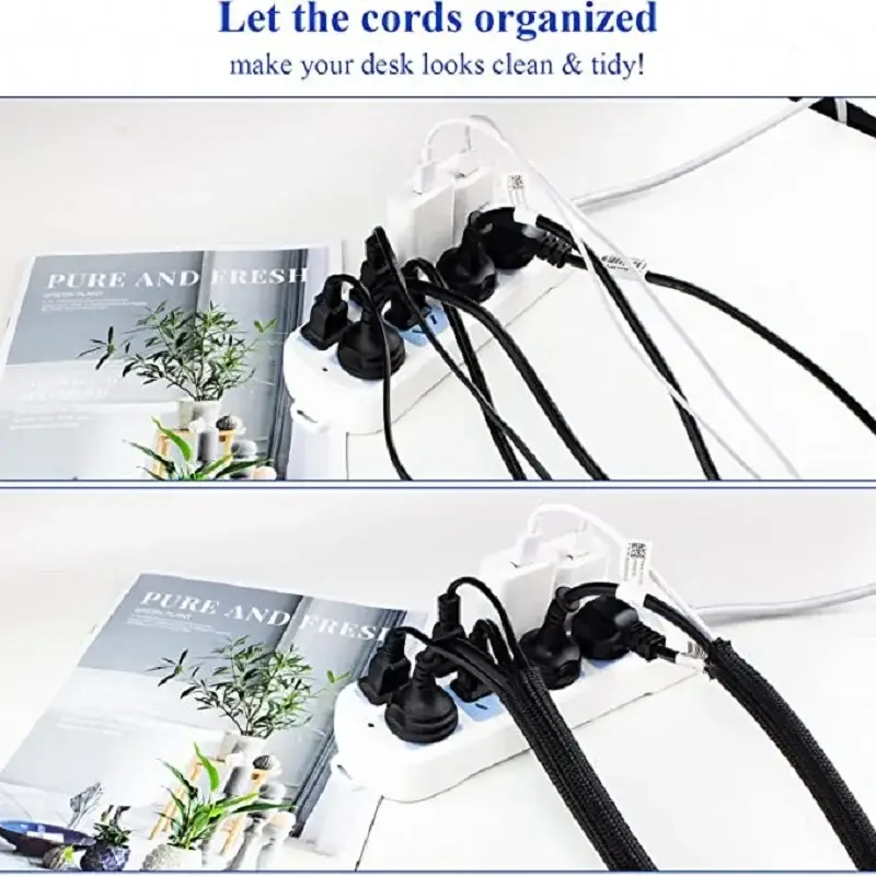 Braided Cable Sleeve 1m/3m/5m Pet Nylon Wrap for Desk PC TV Wire Protector Braided Wire Cover Casing Cable Organizer image 4