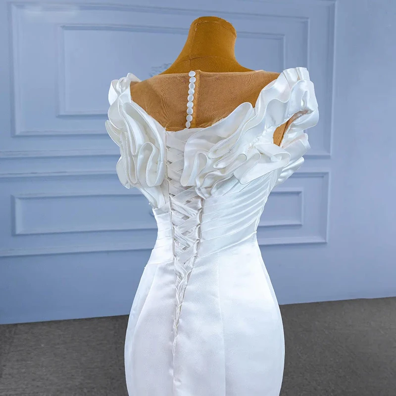 RSM67536 Beading Gala Dresses Ladies Crystal Wedding Evening Dress O-Neck Sequined White Dress To The Floor vestidos madre novia 6
