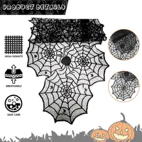 1pc Halloween Decoration Table Runner,Spider Web Black Lace Table Runner for Kitchen Dinner Table,Halloween Decoration Indoor 5