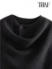 TRAF Women's Fashion Fall Winter Chic Scarf Jacket Long Sleeve Knitted Asymmetric Jacket Sexy Split Hem Loose Short Jacket 5